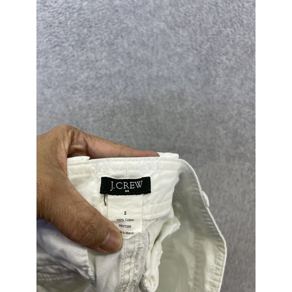 J.Crew Women's Button Front Skirt A Line Solid White 100% Cotton Size 2 Mini - Picture 4 of 8